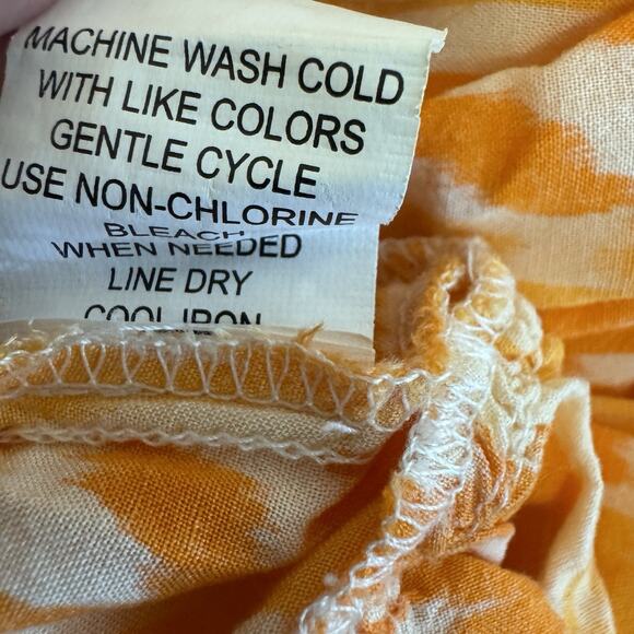 Women’s Dress Size Small Orange Resort Beach Vacation Cover Up Ruffles Print - Picture 7 of 7